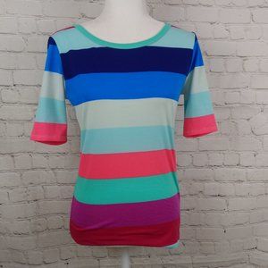 Lularoe Multi-colored Striped Short Sleeve Top S
